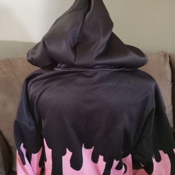 Black and Vibrant Pink Zip-Up Hoodie - Picture 5 of 6
